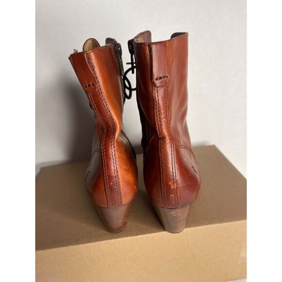 Frye Courtney Lace Up Boots Women's 8M Brown Leather Heeled - Picture 3 of 5